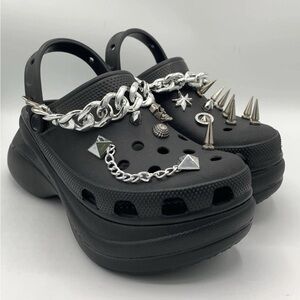 Crocs Bay Studded Goth Cyberpunk Platform Clog Black, Size US Wo’s 8, Men’s 6.5